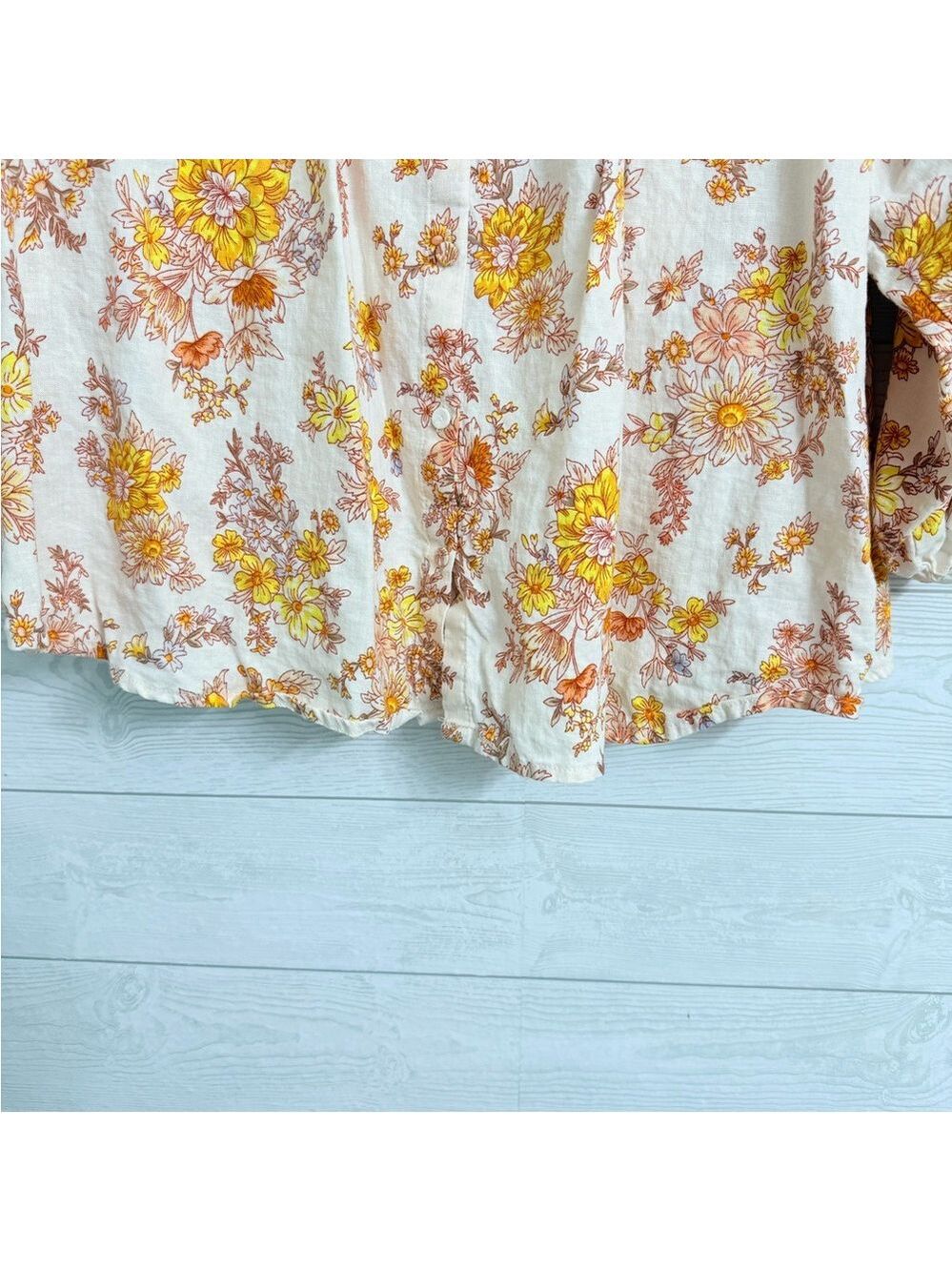 Cynthia Rowley Women’s Orange & Yellow Floral Boho Top. Size L - Picture 4 of 7